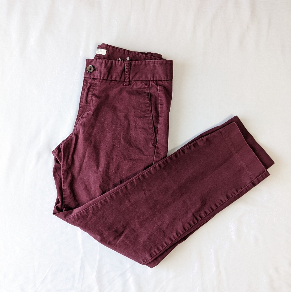 J. Crew Maroon Frankie Cropped Pants Size 4
